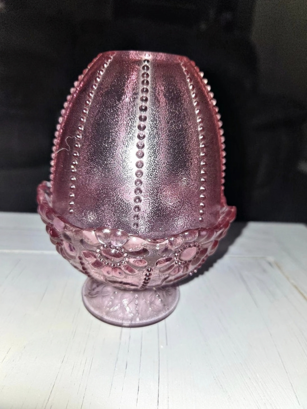 Fenton Pink Floral Fairy Lamp